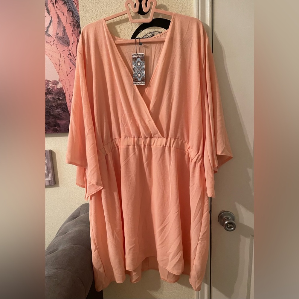 Boohoo Plus Size Womens Flowy pink Kimono-Style Dress size 20 NEW